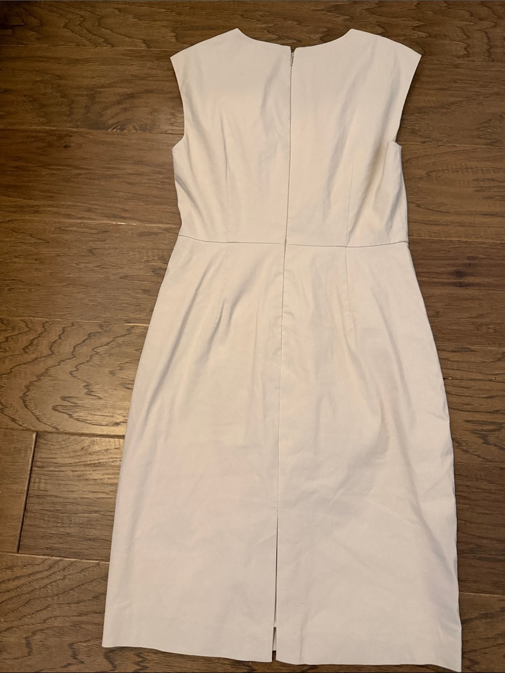 Tailored by Rebecca Taylor Cream Ruched Ruffle Midi Sheath Dress - Picture 9 of 13